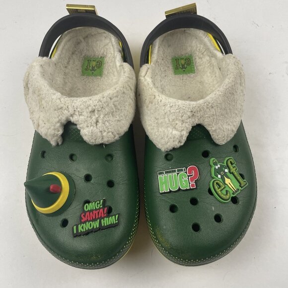 Crocs x Buddy the Elf Clog Sherpa Lined Green / Yellow Size J5 - Picture 7 of 12
